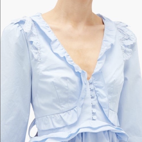 NWT Self Portrait  Cotton Broderie A-Line Mini Dress Light Blue 0 - Picture 5 of 15